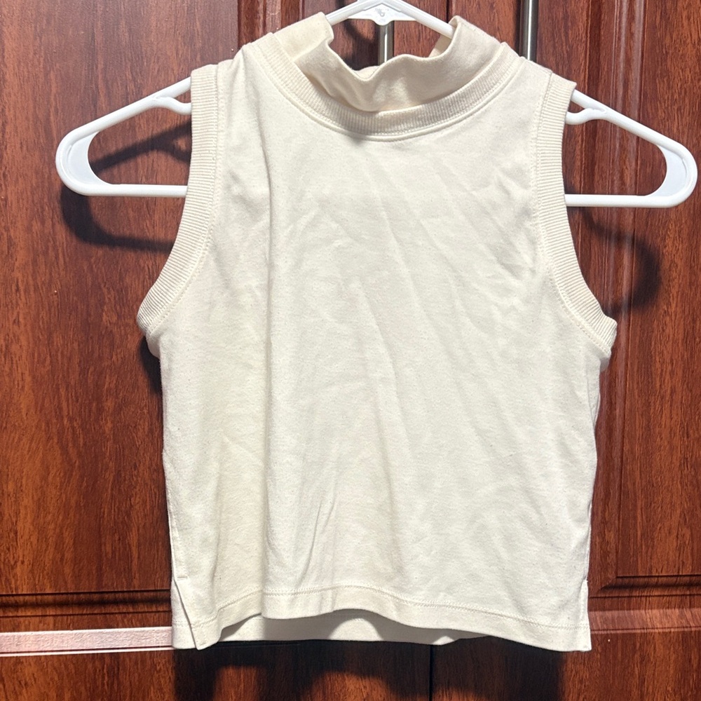 Old Navy Cream Mock Neck Tank Top